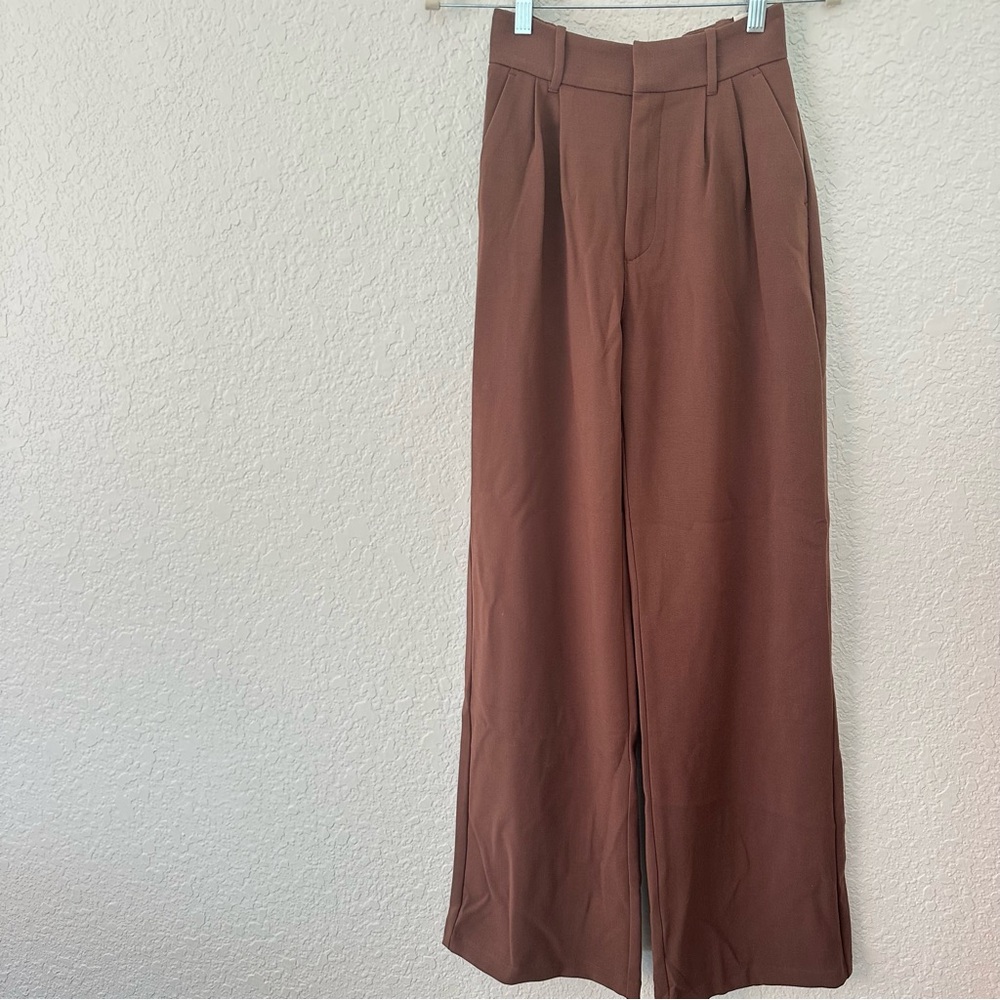 Abercrombie & Fitch Women's High-Waist Wide Leg LONG Pants - Brown - Picture 2 of 5
